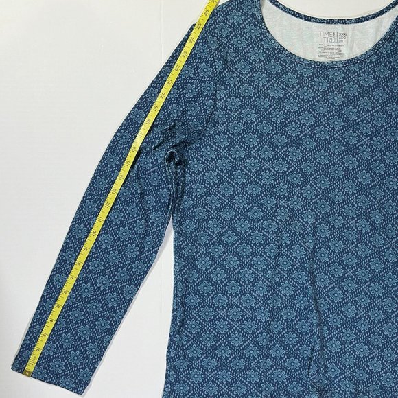 Time & Tru - Women's Plus Size 3X - Blue Floral Patern Top - Long Sleeve - Picture 9 of 9